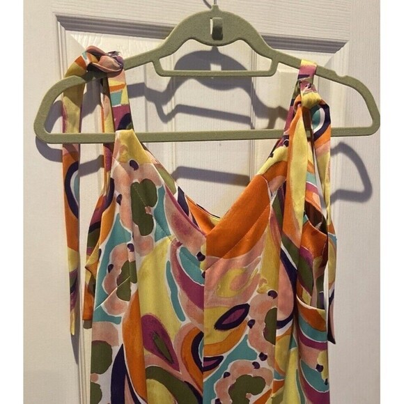 MSK Jumpsuit Womens Printed Hi-Low Wide Leg Medium Psychedelic Outfit Retro - Picture 4 of 14